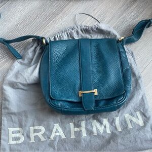 Brahmin Real Leather Teal Crossbody Bag